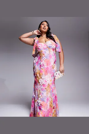 ASOS Curve – Maxikleid mit Blumenmuster und Verzierung