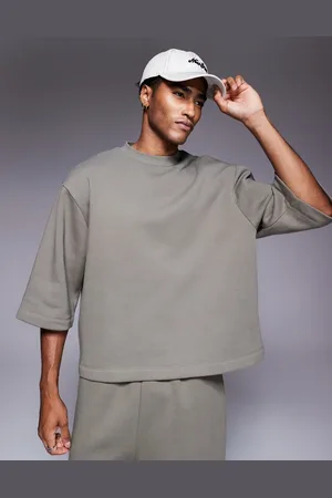 ASOS – Oversize-Sweatshirt in Khaki mit 3/4-Ärmeln