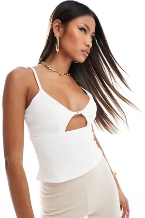 ASOS – Camisole-Oberteil in Cremeweiß mit Körbchen