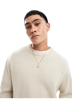 ASOS – Oversize-Strickpullover in Hellbeige mit Patentmuster