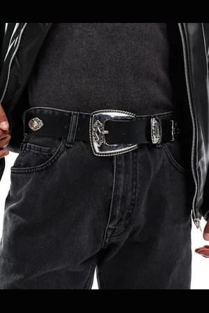 ASOS – Gürtel aus Kunstleder in mit Western-Schnalle mit Metall-Details