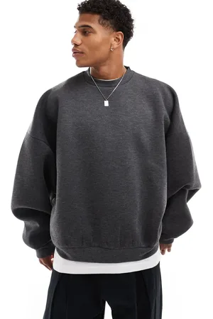 ASOS – Super-Oversize-Sweatshirt aus schwerem Neopren in Anthrazit meliert