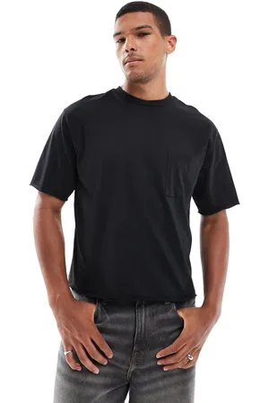 ASOS – T-Shirt in mit lockerem, kastigem Schnitt und ungesäumter Brusttasche