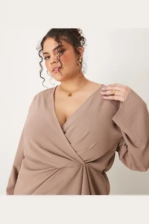 ASOS ASOS DESIGN Curve – Langärmliges Oberteil in mit Wickeldetail