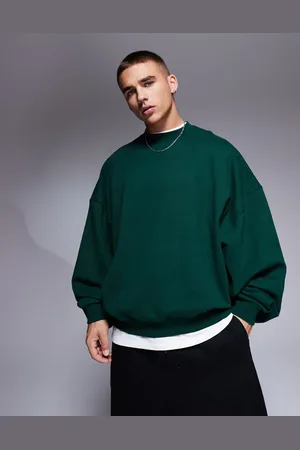 ASOS – Premium – Schweres Extrem-Oversize-Sweatshirt in Dunkelgrün, 400 g/m²