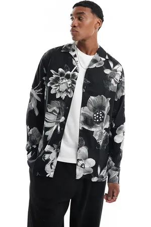 Only & Sons – Locker geschnittenes Hemd in mit grauem Blumenmuster