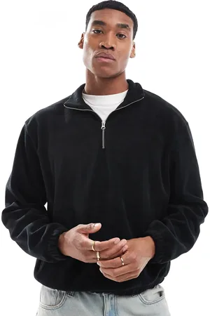 ASOS – Boxy Fit Oversize-Sweatshirt in aus Fleece mit kurzem Reißverschluss und elastischem Saum