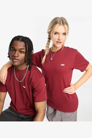 Vans – Left Chest Logo – Unisex-T-Shirt in Dunkelrot