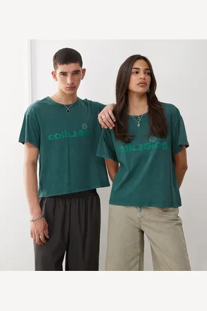 COLLUSION Unisex– Kastiges T-Shirt in verwaschenem mit Print
