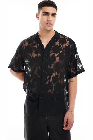 ASOS – Oversize-Hemd in mit Reverskragen und floralem Ausbrennermuster