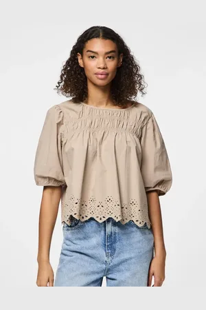 Pieces® – Kurzärmliges Oberteil in Geschirr-Beige