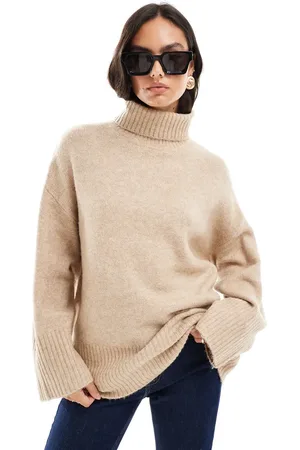 JJXX – Strukturierter Oversize-Strickpullover in Creme mit Rollkragen