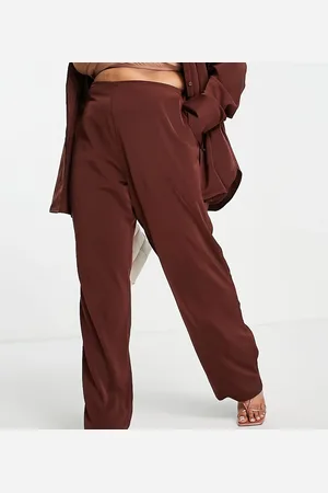 ASOS ASOS DESIGN Curve – Hose zum Hineinschlüpfen aus Satin in Schokoladenbraun, Kombiteil