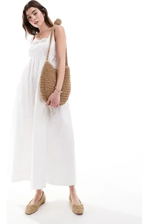 ASOS – Midi-Sommerkleid in mit Spitzenbesatz an der Brust