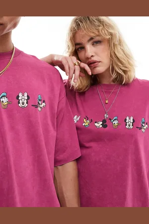 ASOS – Disney – Unisex – Oversize-T-Shirt in verwaschenem mit „Mickey & Friends“-Prints