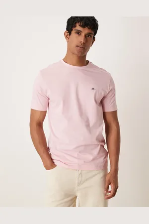 GANT – T-Shirt in Hellrosa mit Wappenlogo