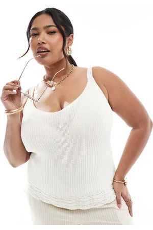 New Look New Look Curve – Strick-Camisole-Oberteil in Creme