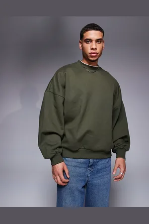 ASOS – Premium – Schweres Extrem-Oversize-Sweatshirt in Dunkelgrün, 400 g/m²