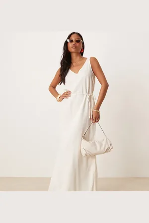 JDY – Leinenmix-Maxikleid in mit Bindedetail