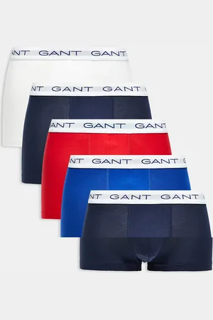GANT – 5er-Pack Unterhosen in Marineblau, Blau und Rot mit Logobund