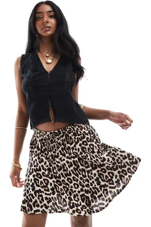 ONLY – Skort mit Leopardenmuster und elastischem Bund