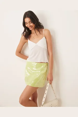 ASOS – Geripptes Camisole-Oberteil in Elfenbein