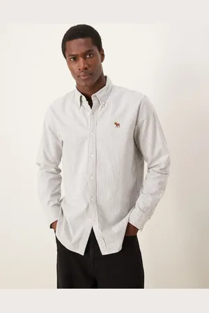 Abercrombie & Fitch – Oxford-Hemd mit Logo in gestreift