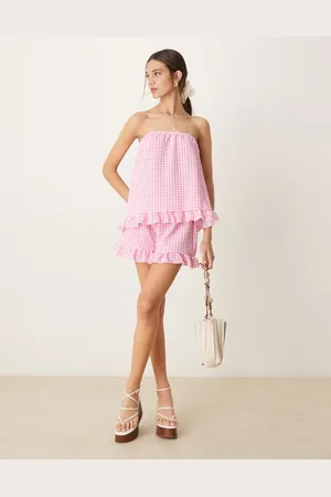 ASOS – Shorts mit Rüschensaum und Vichy-Karo, Kombiteil