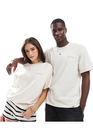 Dickies – T-Shirt in Wollweiß mit Panther-Rückenprint, exklusiv bei ASOS