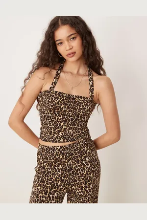 VILA – Anschmiegsames Jersey-Oberteil mit Neckholder und Leopardenmuster, Kombiteil
