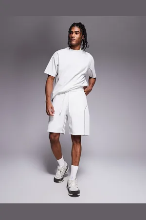 Good For Nothing – Shorts aus Jersey in Hellgrau mit Ziernaht, Kombiteil