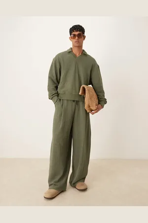 ASOS – Ballon-Jogginghose in khakifarbener Leinenoptik mit Oversize-Schnitt