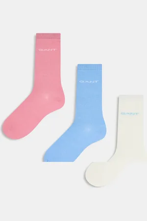 GANT – 3er-Pack Baumwollsocken in Blau, Weiß, Rosa mit Logo