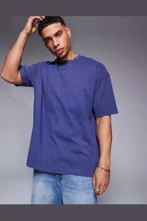 ASOS – Oversize-T-Shirt aus schwerem, verwaschenem Material in Blau, 220 g/m²