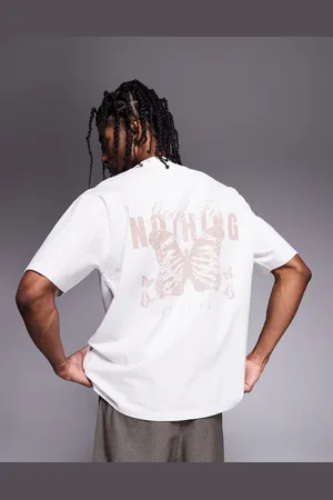 Good For Nothing – T-Shirt in Beige mit Schmetterlingsprint am Rücken