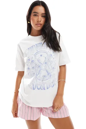 Pull&Bear – T-Shirt in mit Blumen-Sanduhr-Print