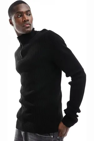 ASOS – Essential – Körperbetonter Strickpullover in mit halblangem Reißverschluss