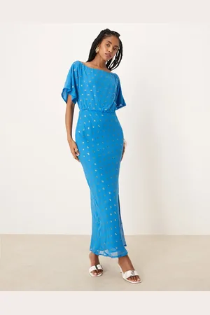 Never Fully Dressed – Tilly – Plissiertes Maxikleid in -Metallic