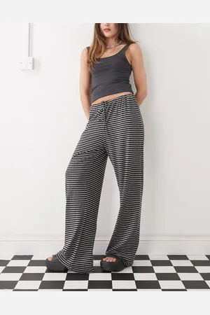Weekday – -grau gestreifte, weite Hose