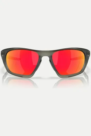 Oakley – Lateralis – Rechteckige Sonnenbrille in mattem Tintenolivgrün mit verspiegelten orangen Gläsern