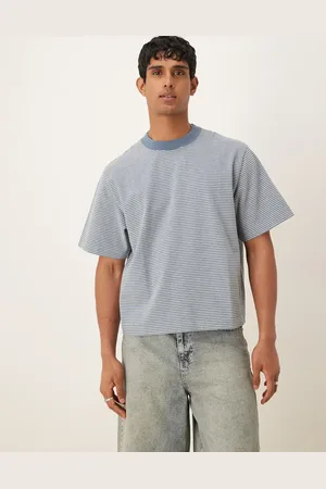 Abercrombie & Fitch – Hochwertiges Cropped T-Shirt aus schwerem Material mit grauen Streifen