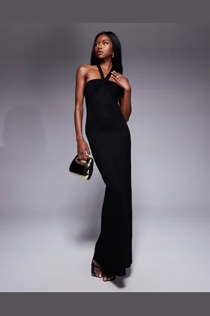 ASOS – Anschmiegsames Neckholder-Maxikleid in mit verdrehtem Detail