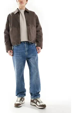 Pull&Bear – Locker geschnittene Jeans in Mittelblau
