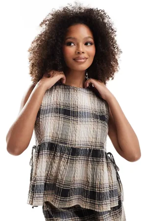 ASOS – Ausgestelltes Oberteil mit Karomuster und seitlichem Bindedetail, Kombiteil