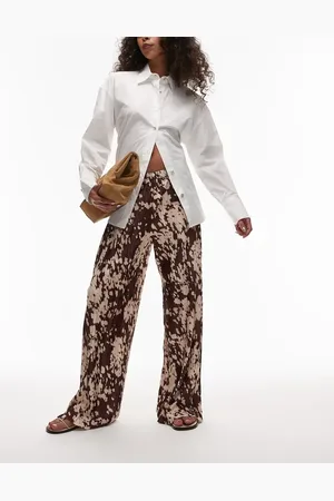 Topshop – Plissierte Hose in mit abstraktem Animal-Print