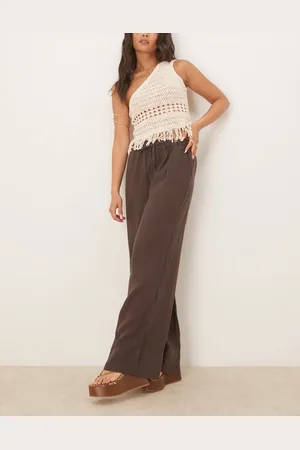 Gina Tricot – Hose aus Leinen in mit weitem Bein