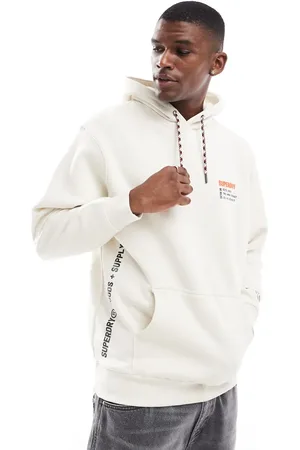 Superdry Utility – Lockerer Kapuzenpullover in nordischem Knochengrau mit Sport-Logo