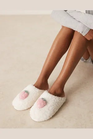 Boux Avenue – Mules in Elfenbein mit Erdbeer-Motiv