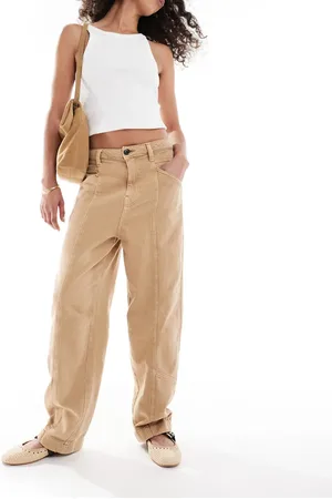 ASOS – Barrel-Hose in Sand mit Ziernaht