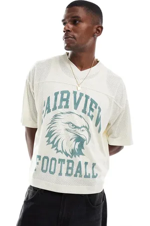 Hollister – Americana – Kurzes weites Sportoberteil in Beige mit Motiv